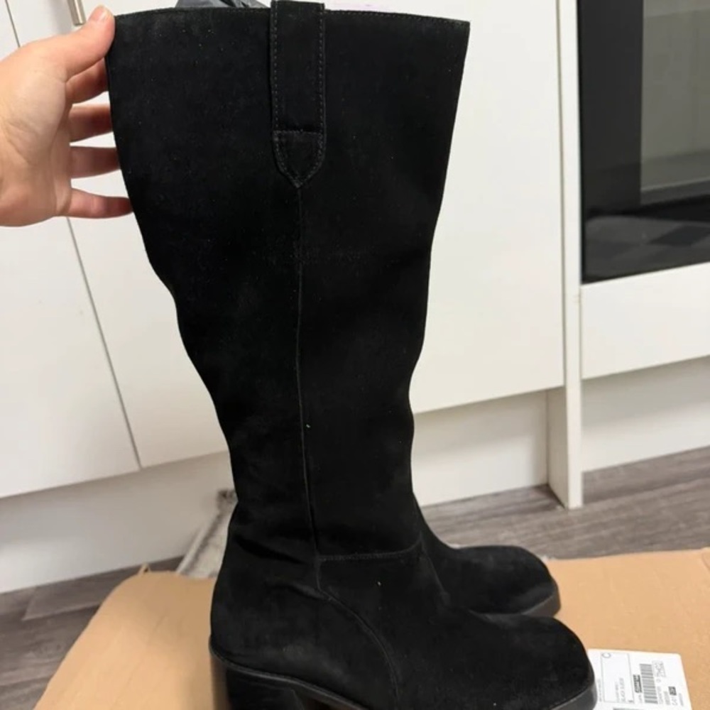 Sophisticated Black Suede Heeled Boots